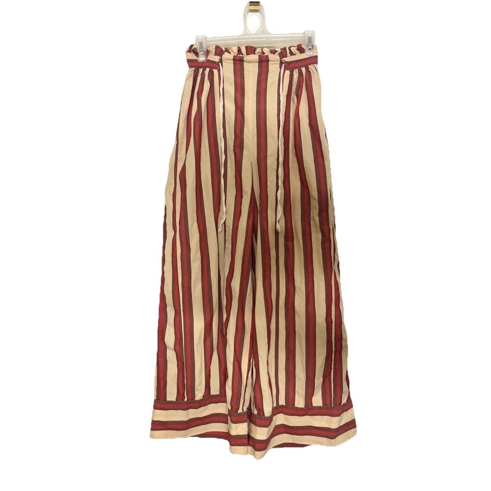 Free People Free est Solara Pants Striped Printed Mid-rise Wide-leg Pockets S - Picture 3 of 13